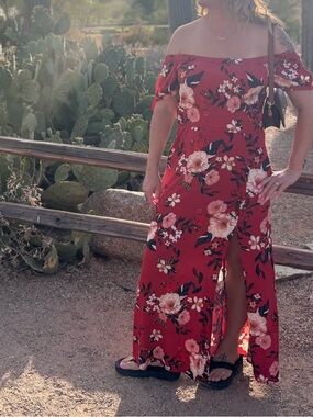 Band of Gypsies Red Sundress Sleeveless Scoop Neck